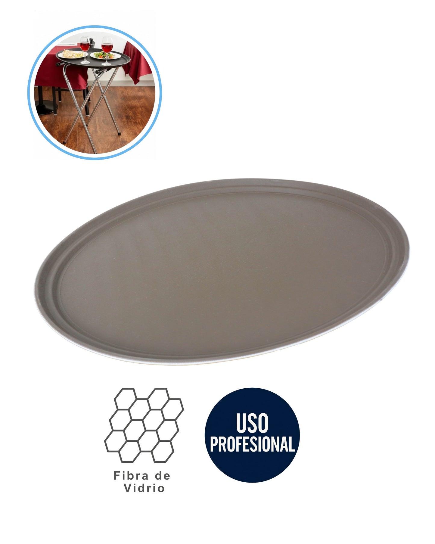 Kit Profesional: Soporte Tijera Plegable Cromado + Bandeja antideslizante Fibra de Vidrio (72x61cm)