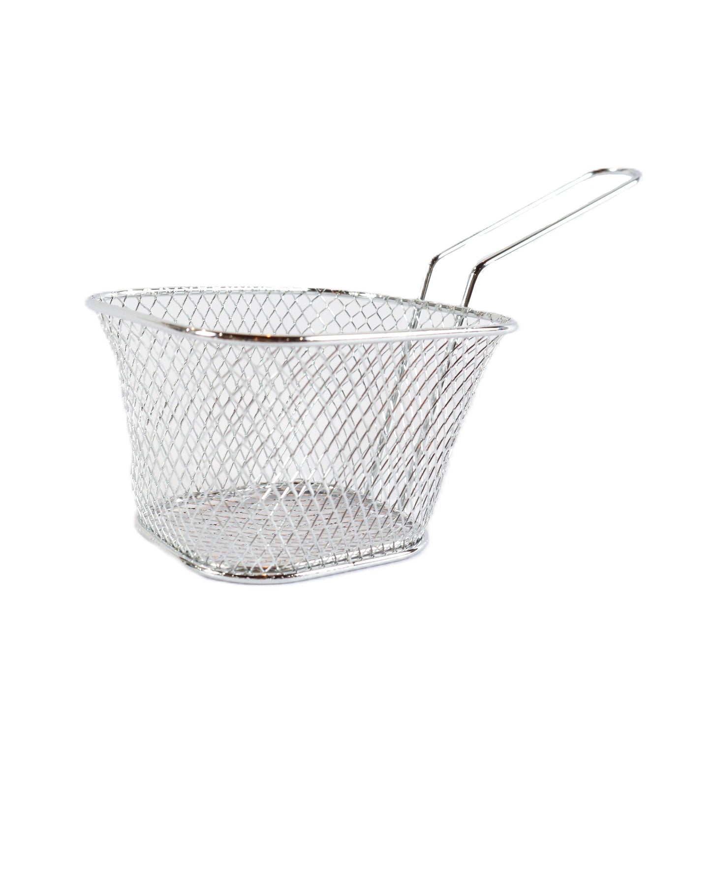 Canasta o Cesta Rectangular de Rejilla para Servir Papas Fritas - Acero Inoxidable (Porción Individual 160g) - La Coctelera