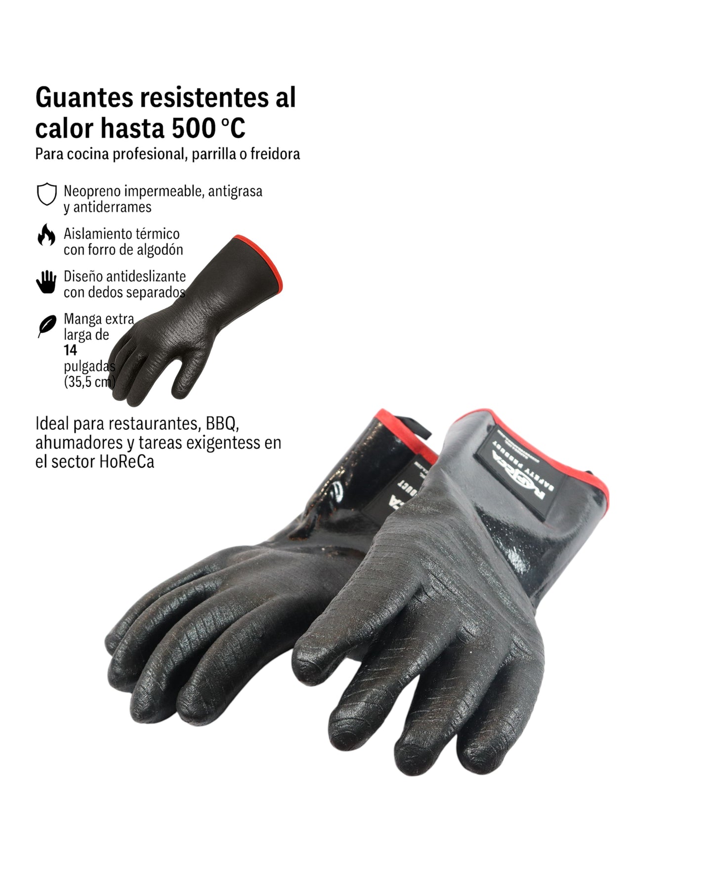 Guantes Profesionales Resistentes al calor 500°C | Especial para BBQ, freidoras y ahumadores