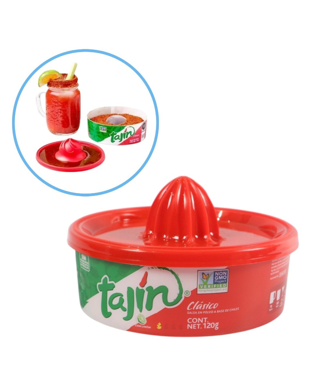 Tajín Clásico 120g con Escarchador y Exprimidor | Chile en Polvo para Micheladas, Cocteles y Clamatos