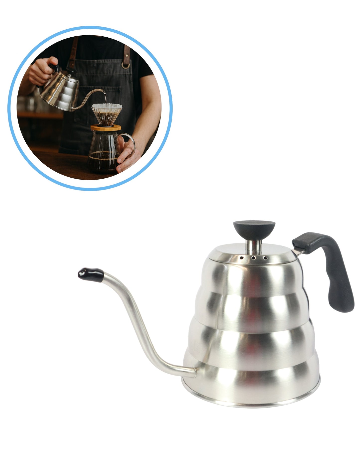 Tetera Cuello de Ganso 1.2L en Acero Inoxidable – Baristas Profesionales