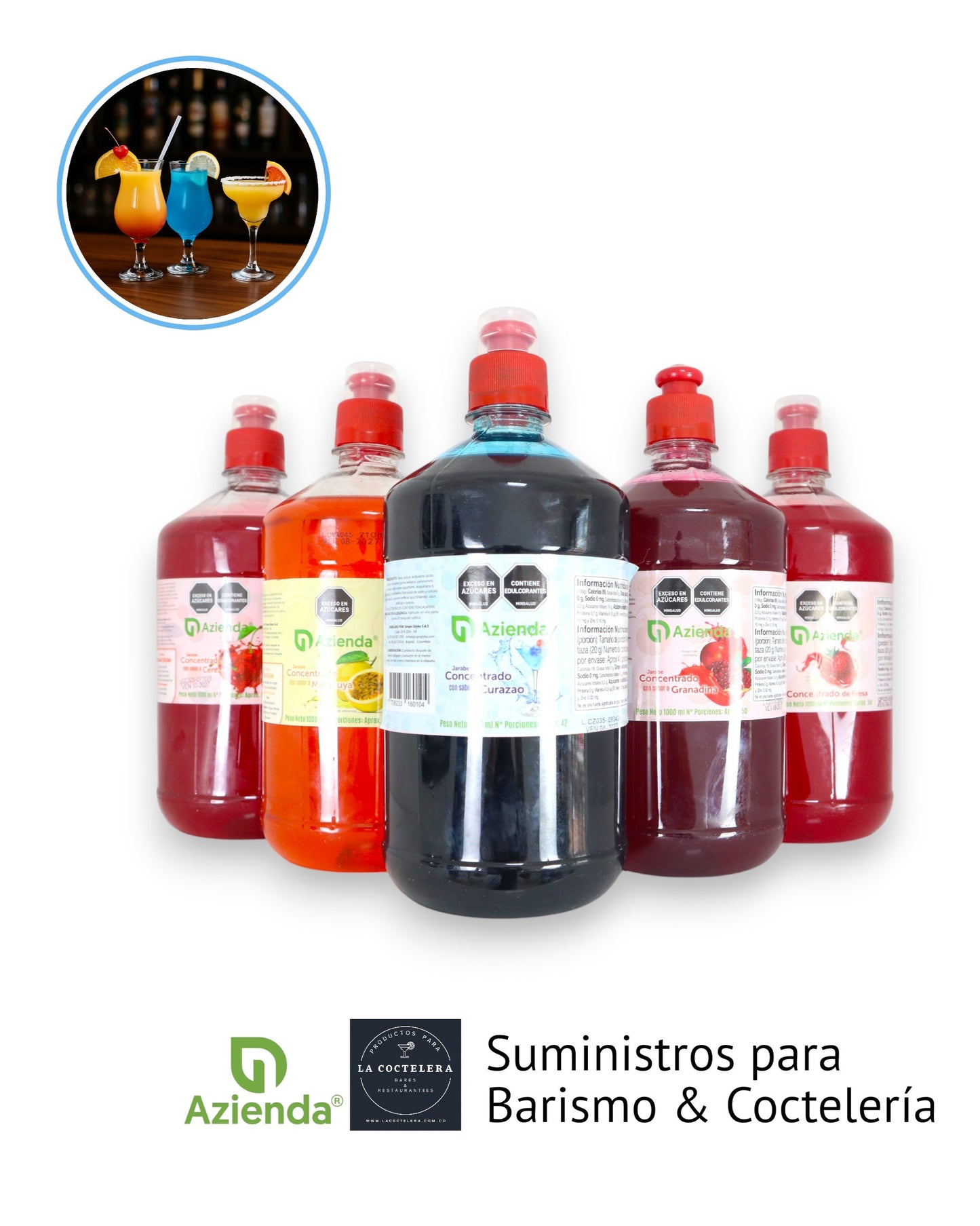 Concentrados para Sodas Italianas, Cócteles e Infusiones – Sabores Varios 1 Lt | Marca Azienda |