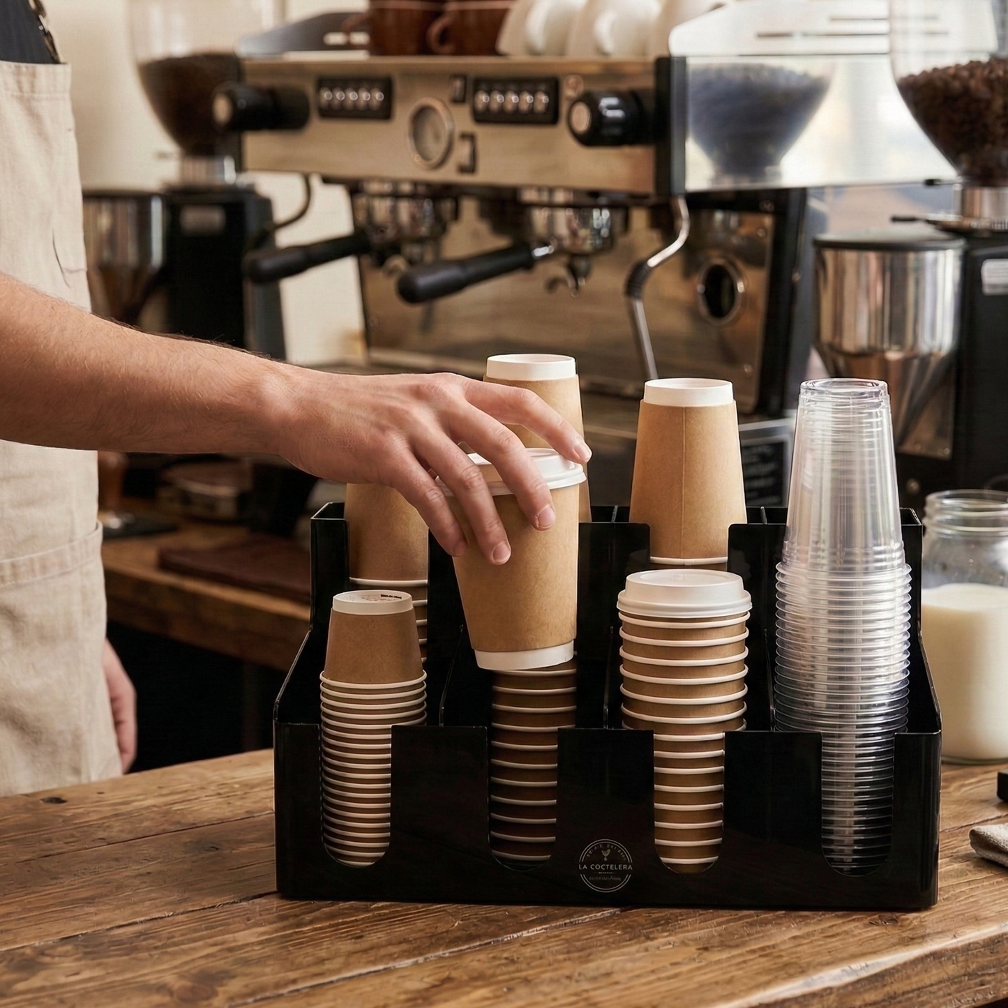 Organizador de Vasos Profesional 8-24oz - Capacidad 100-200 Vasos | Cafeterías y Restaurantes