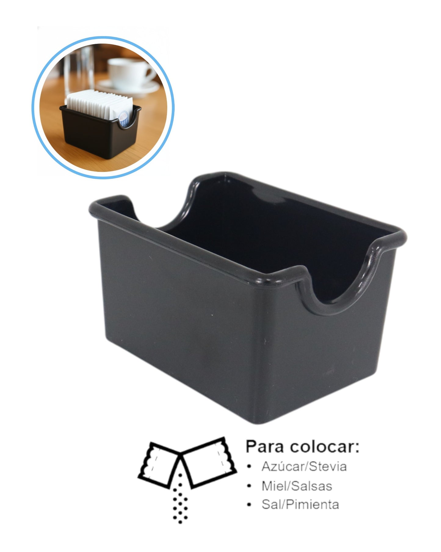 Porta Sobres de Azúcar y Endulzantes – Negro Profesional para Cafeterías y Restaurantes - La Coctelera