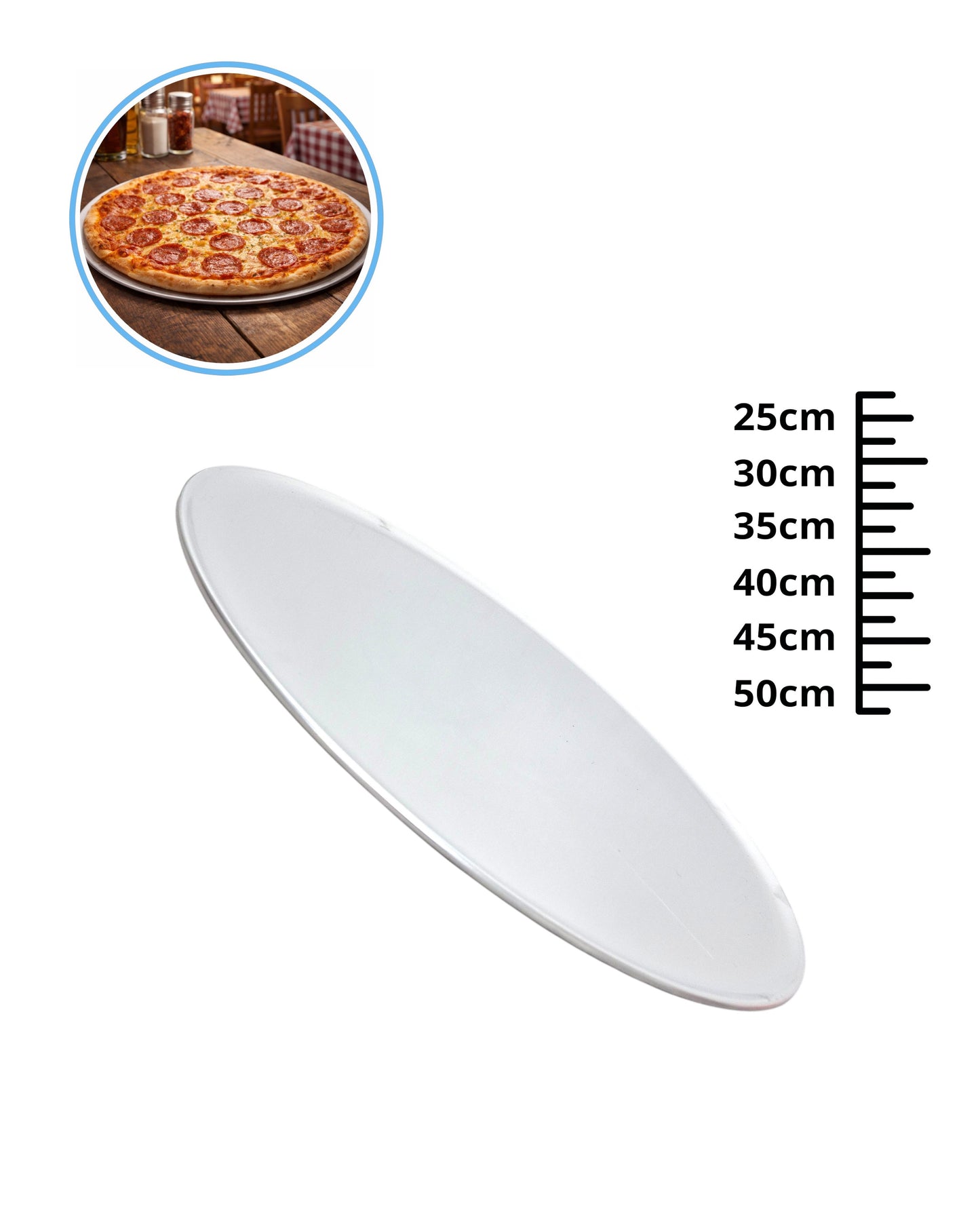 Bandeja Profesional para Pizza en Aluminio con Borde Mínimo | 25 a 50cm | Calidad para Pizzerías - La Coctelera