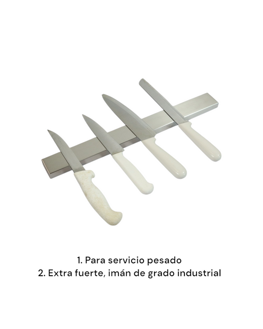 Barra Magnética de Acero Inoxidable para Cuchillos 45cm | Imán tipo industrial para Trabajo Pesado