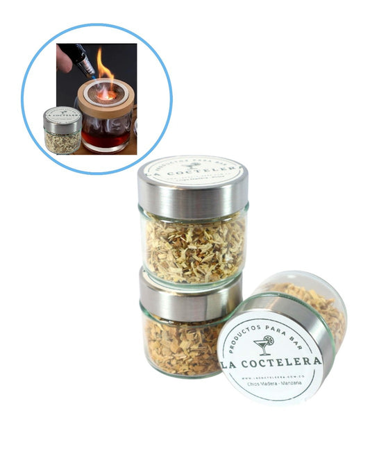 Chips de Madera para Ahumar Cócteles y Platos – Roble, Manzano y Cerezo (30g) | La Coctelera
