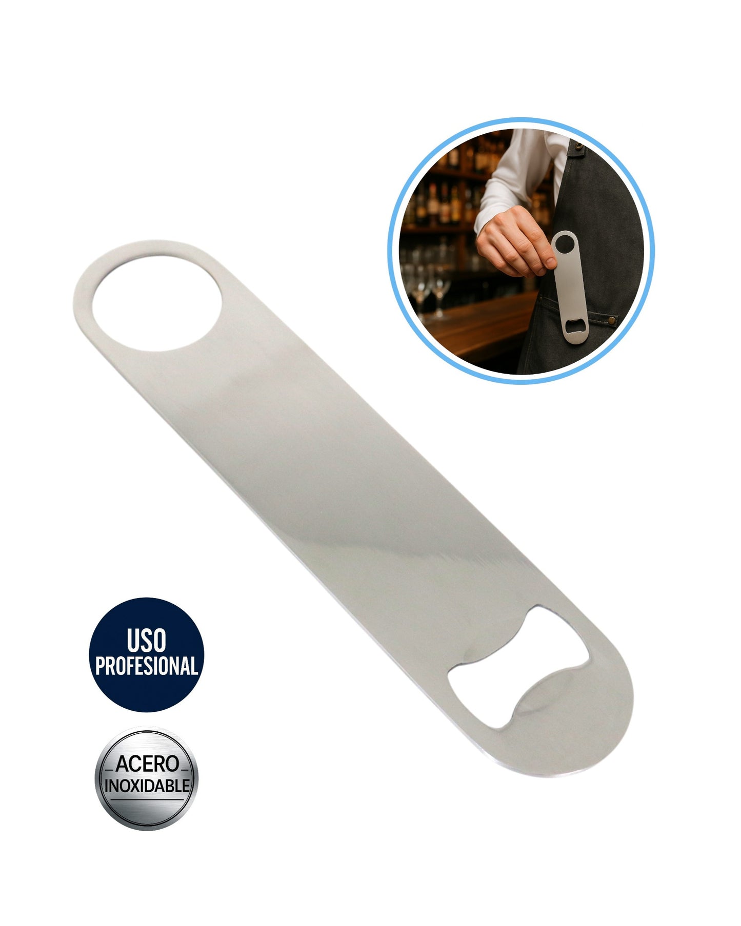 Destapador profesional de barra para bartender Tipo Speed Opener"Acero Inoxidable ideal para bartenders profesionales