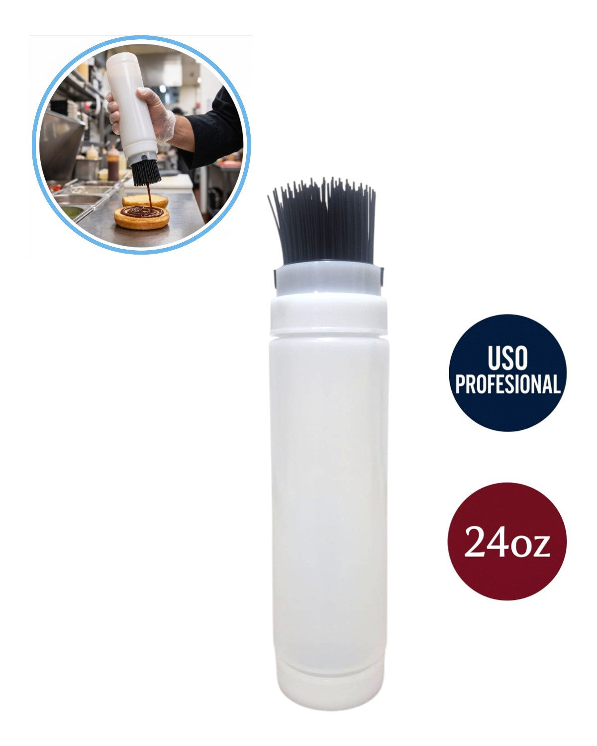 Dispensador de Salsas FIFO 24oz con Brocha de Silicona Antigoteo | Restaurantes, FoodTruck, Otros