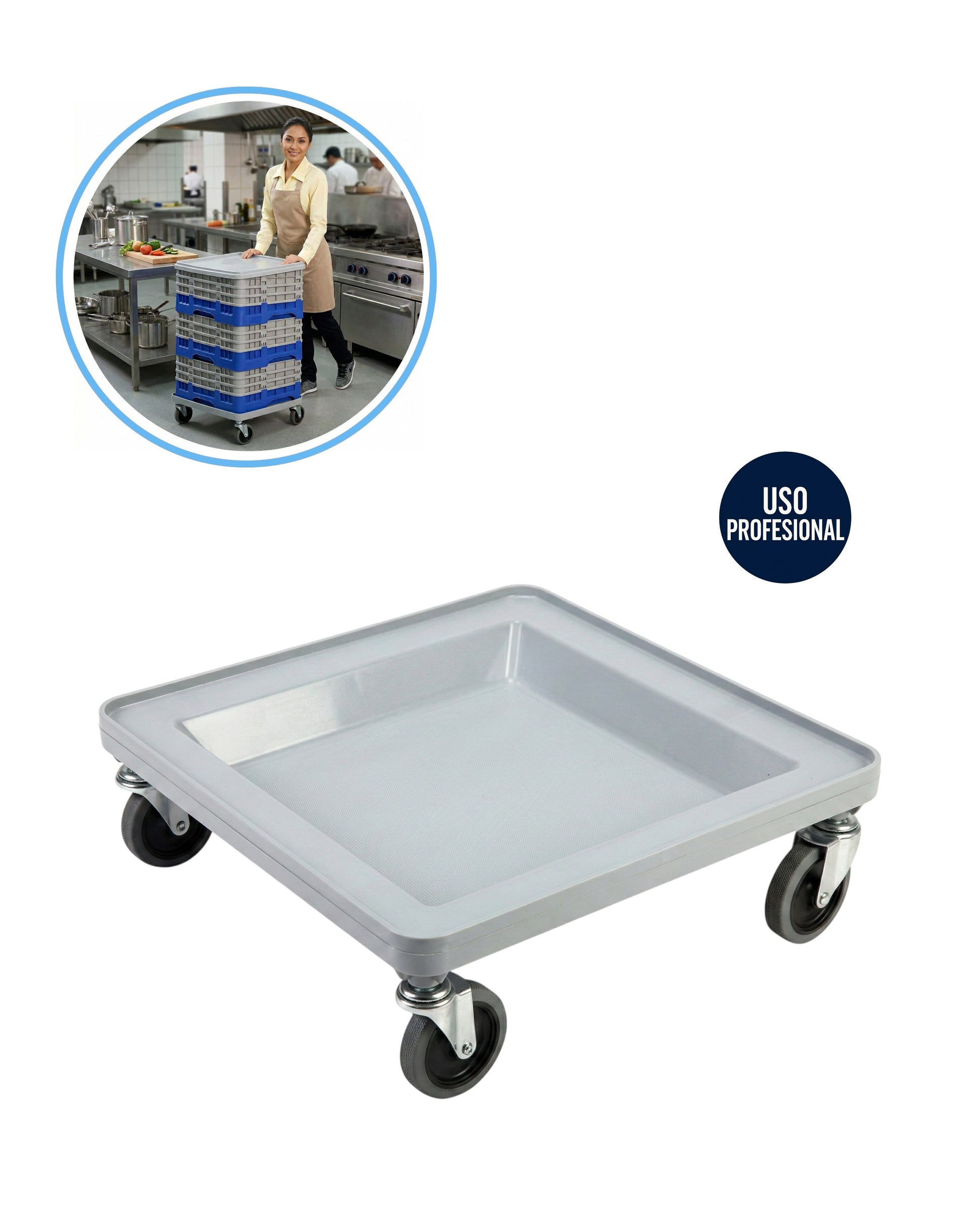 Dolly - Base Rodante Profesional para Canastillas de Lavado 50x50 cm - Ideal para Restaurantes y/o Hoteles. - La Coctelera