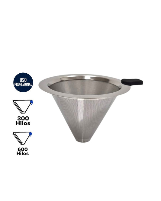 Filtro de Café Reutilizable Acero Inoxidable para Chemex y Tipo V60 300 o 600 Hilos | Barras de Especialidad - La Coctelera