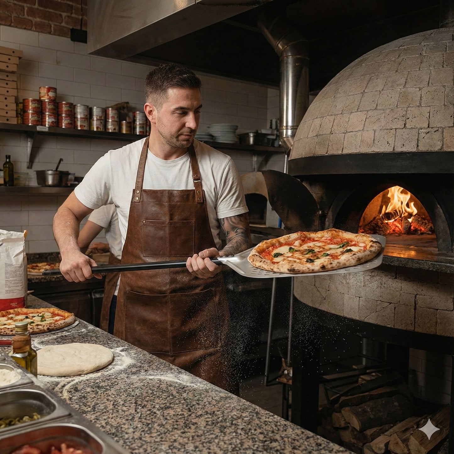 Pala profesional de aluminio para meter pizza en el horno de 35cm de ancho con mango de 80cm de largo