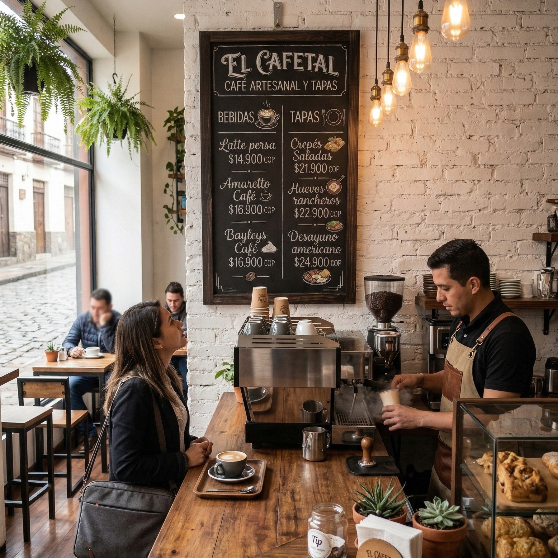 Pizarra de Madera Colgante 52x94cm | Elegante y Profesional, Ideal para el Menú de Restaurantes, Cafés y Bares - La Coctelera