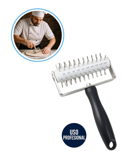 Rodillo perforador de masa para pizza – Acero inoxidable profesional