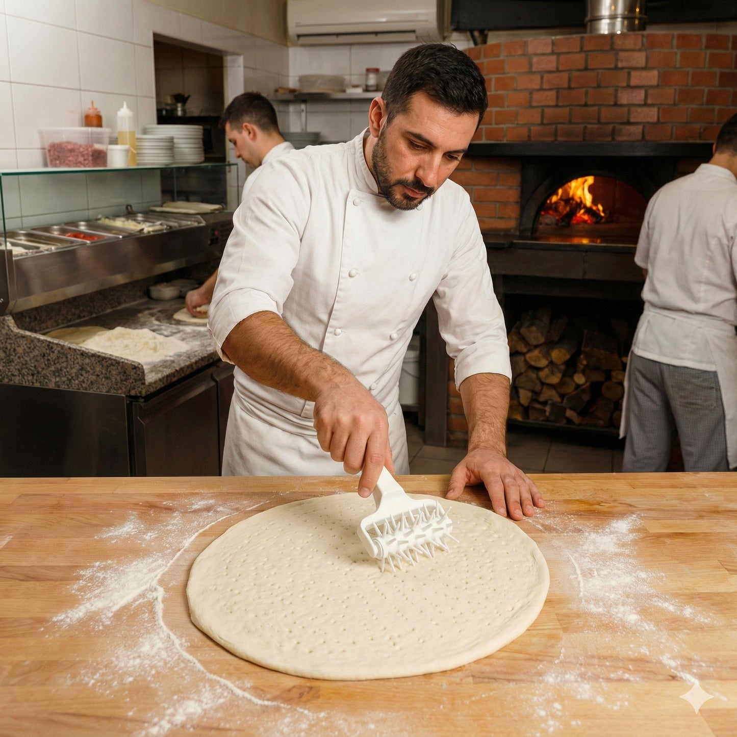 Rodillo Profesional perforador o Docker para masa de pizza – Plástico Resistente | Pizzerías, Panaderías y Reposterías
