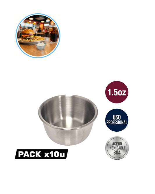 Salsero ramequín de acero inoxidable 304 profesional de 1.5 oz para restaurantes.