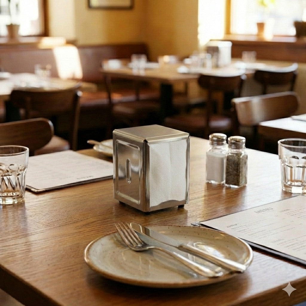 Servilletero Profesional Doble Salida de Acero Inoxidable 11,5×10×14cm | Restaurantes, Cafeterías y Bares