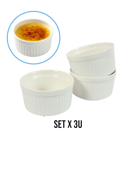 Set Ramekines de Porcelana Set x 3u –  para Crème Brûlée, Flan o Mise en Place | 2.4oz y 6oz
