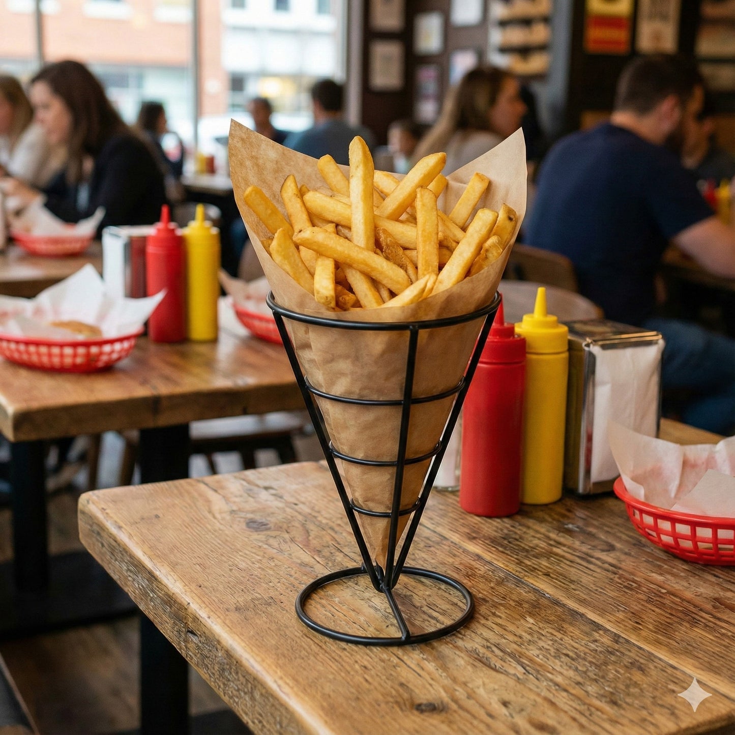 Soporte Metálico para Papas Fritas y Snacks de 15x10cm color Negro Industrial Ideal para Restaurantes y Bares