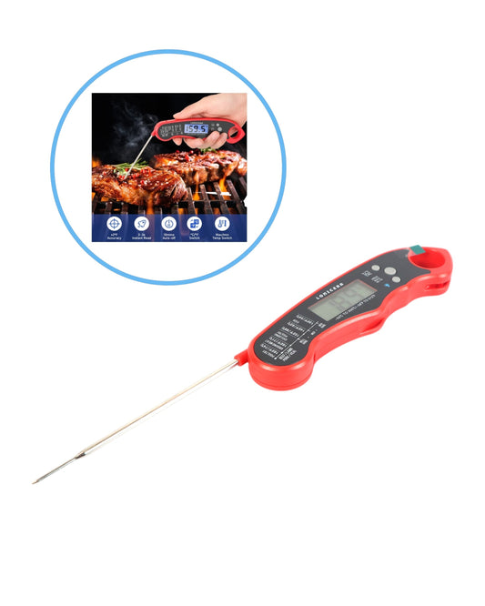 Termómetro Digital Profesional -50 a 300°C| Sonda Plegable para Carne, Parrilla, BBQ, Horno