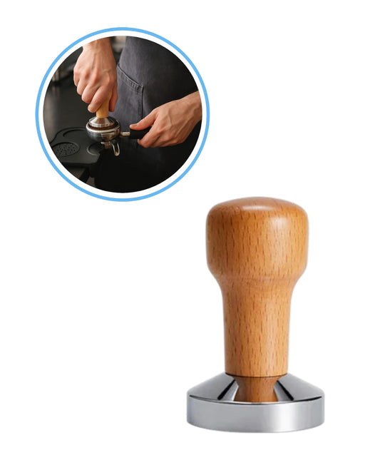 Tamper de Café 58 mm de Madera y Acero Inoxidable – Baristas Profesionales