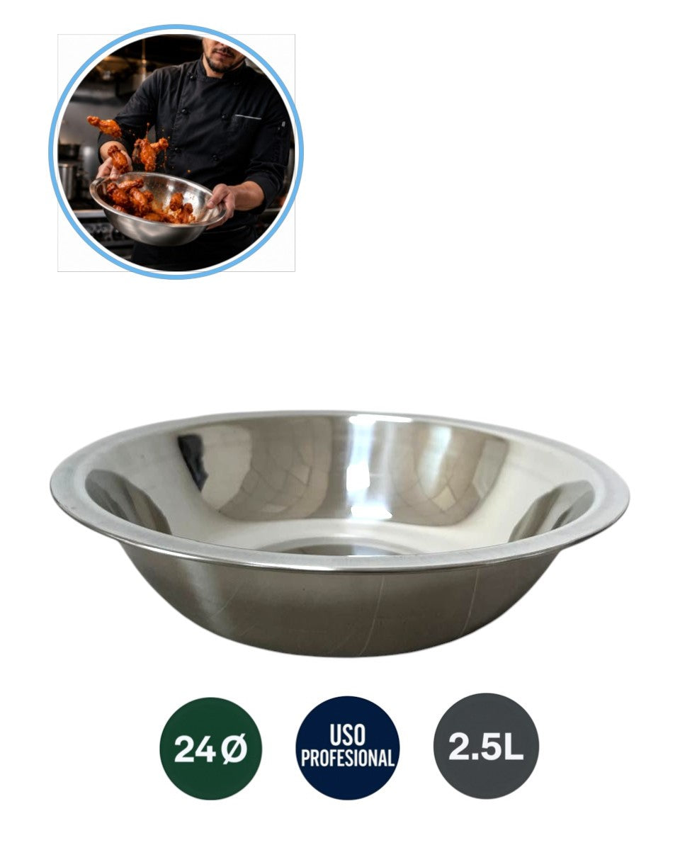 Taza Acero Inoxidable Profesional de 24cm 2.5L | Salseo Rápido y Envolvente (Tossing) Tossing