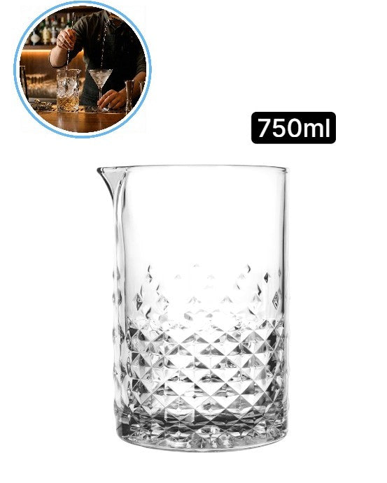 Vaso mezclador mixing glass de 750ml con diseño tallado diamante para coctelería profesional