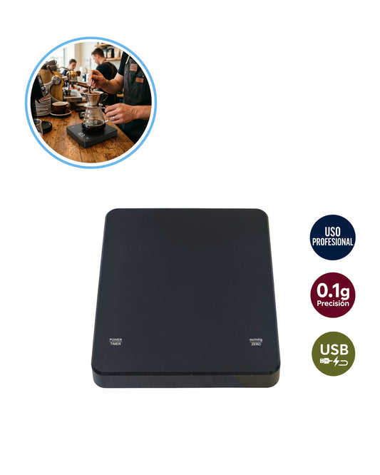 Gramera para Café Digital Premium con Temporizador Automático – 3kg / 0.1g | Recargable USB - La Coctelera