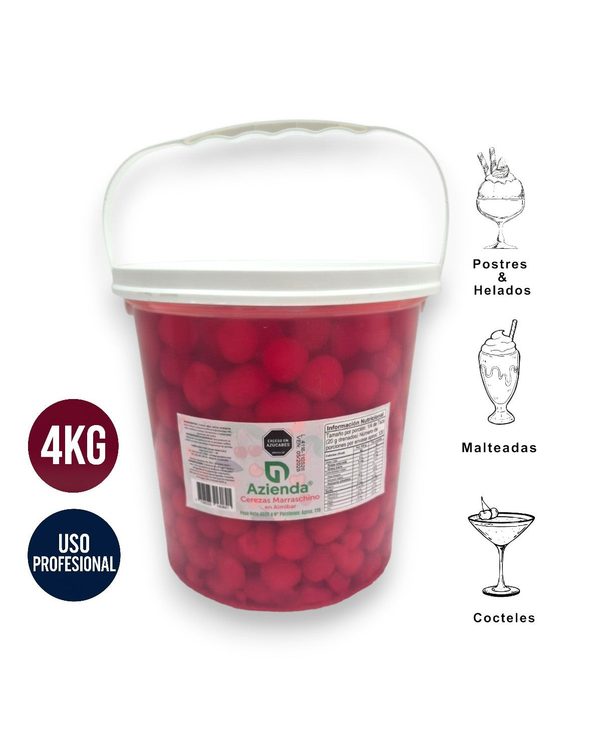 Cerezas Marrasquino Azienda sin Tallo Galón 4000g | Heladerías, Cafeterías, Bares y restaurantes
