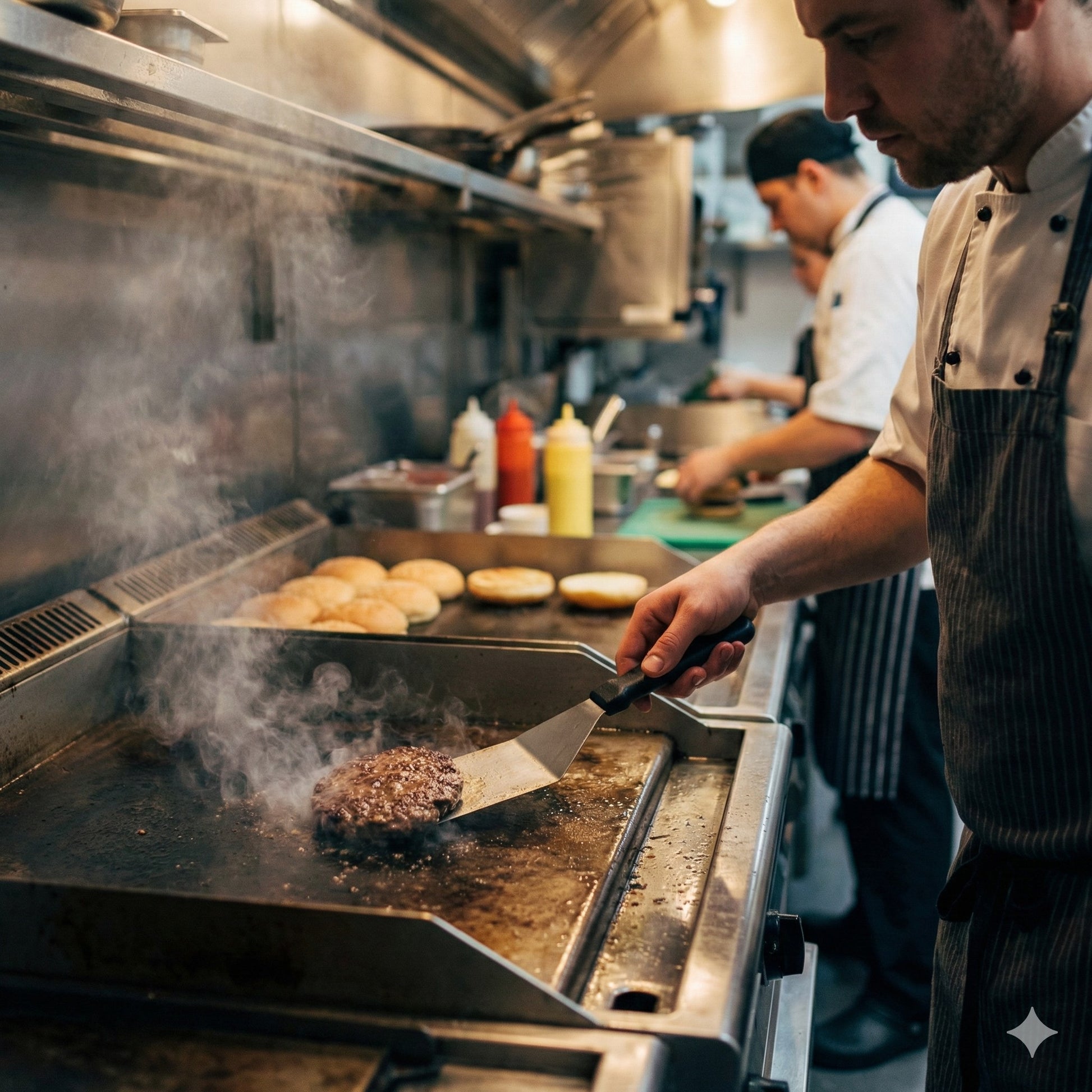 Espátula Parrillera Profesional en Acero Inoxidable 12x7.5cm – Ideal para Plancha, Parrilla y Smash Burger - La Coctelera