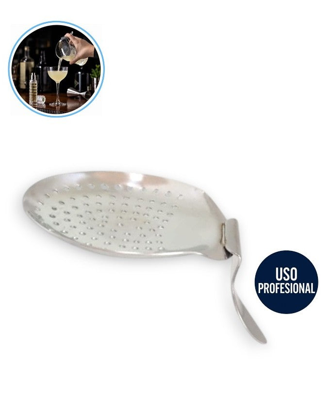 Colador Julep Profesional de Acero Inoxidable con Mango Angulado / Doblado para Coctelería - La Coctelera