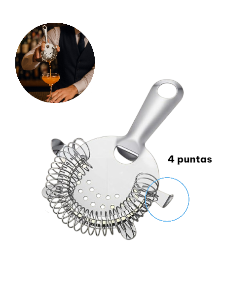 Colador Oruga o Strainer de 4 Puntas en Acero Inoxidable | Bartenders y Aficionados