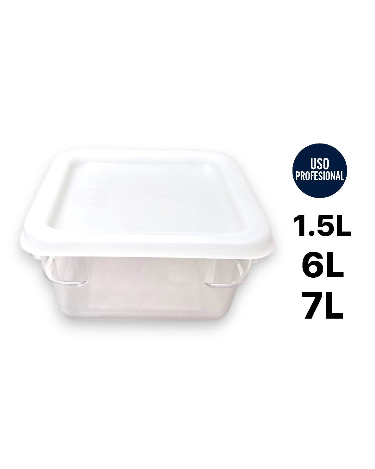 Contenedor Profesional Cuadrado de Policarbonato para Alimentos | Tamaños 1.5L, 6L y 7L