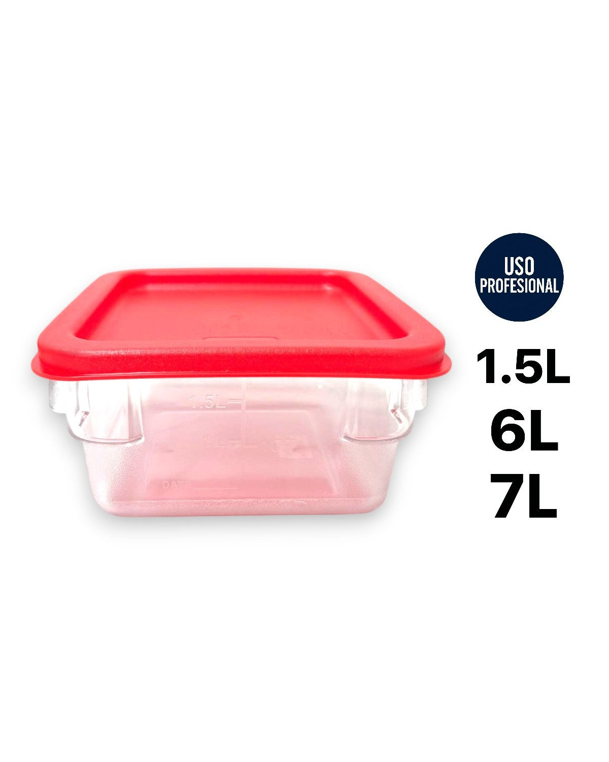 Contenedor Profesional Cuadrado de Policarbonato para Alimentos | Tamaños 1.5L, 6L y 7L