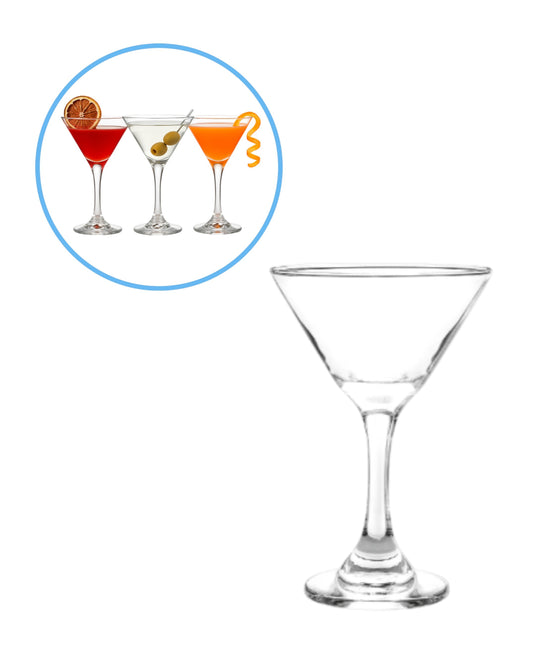 Copa Martini o Copa Coctel  de Vidrio 261ml para Cocteles Clásicos y  Modernos en Bares y Restaurantes