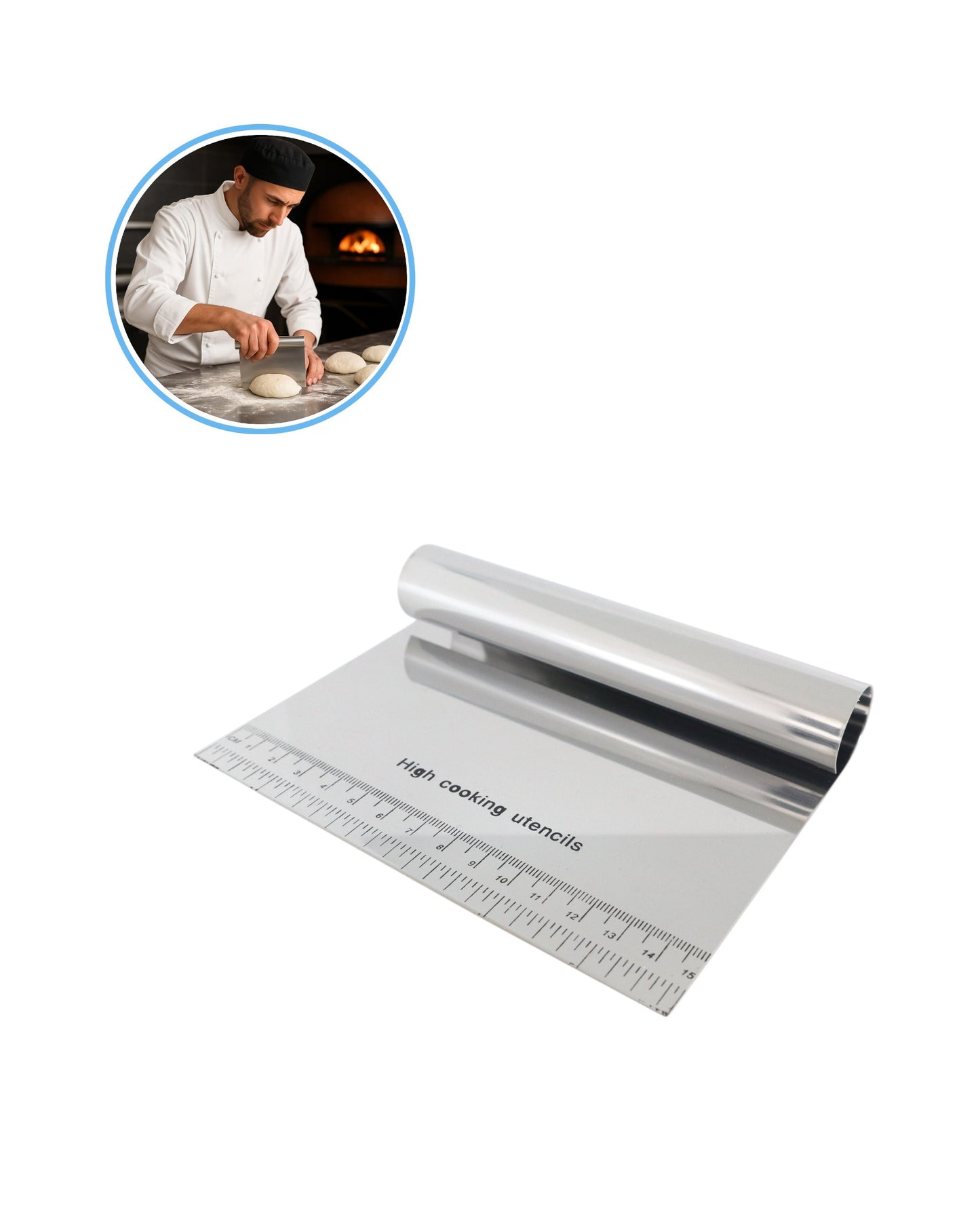 Cortador Profesional de Masa en Acero Inoxidable 15×11,5 cm para Panadería, Pizzería y Repostería – Dividir y Medir