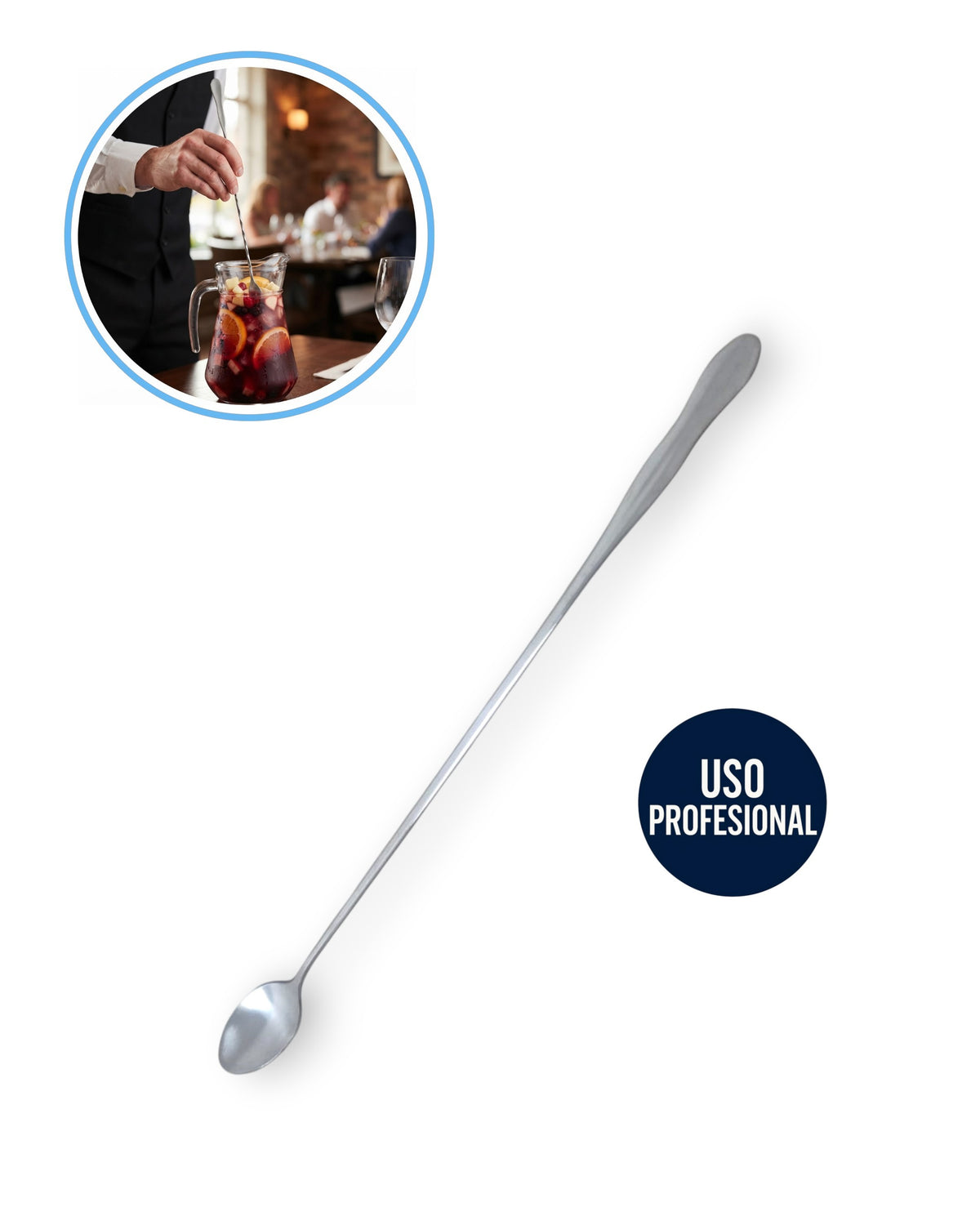 Cuchara para Sangría y Tinto de Verano de Acero Inoxidable de 32 cm | Restaurantes y Bares