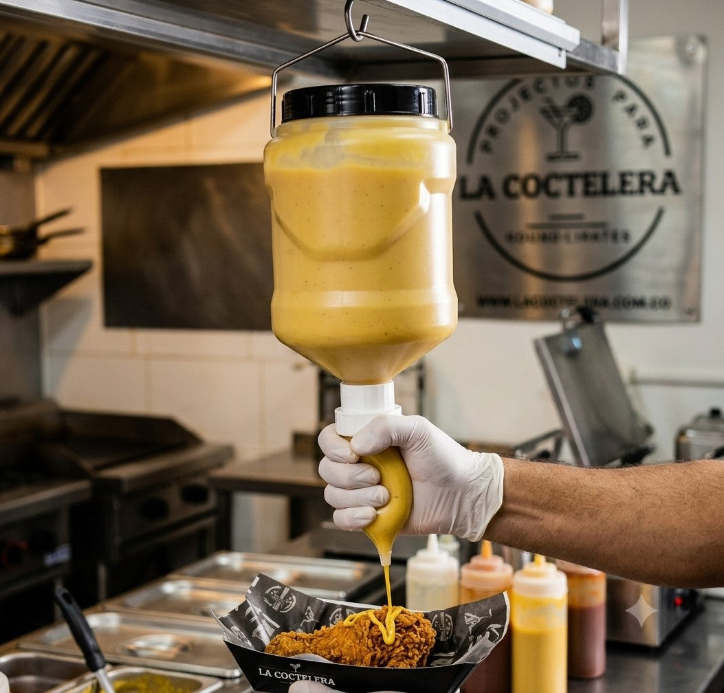 Dispensador Colgante Profesional de Salsas por Gravedad (3.0L - 5.5L) | para Comidas Rápidas