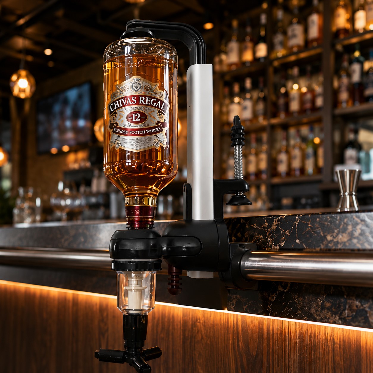 Dispensador de Licor de una Botella - Dosifica 1oz con Prensa Ajustable para Barra | Hasta 1 L