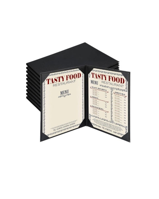 Portamenú Doble en Cuero Sintético Negro – Tamaño Carta | Ideal para Bares, Restaurantes, Hoteles y Cafeterías