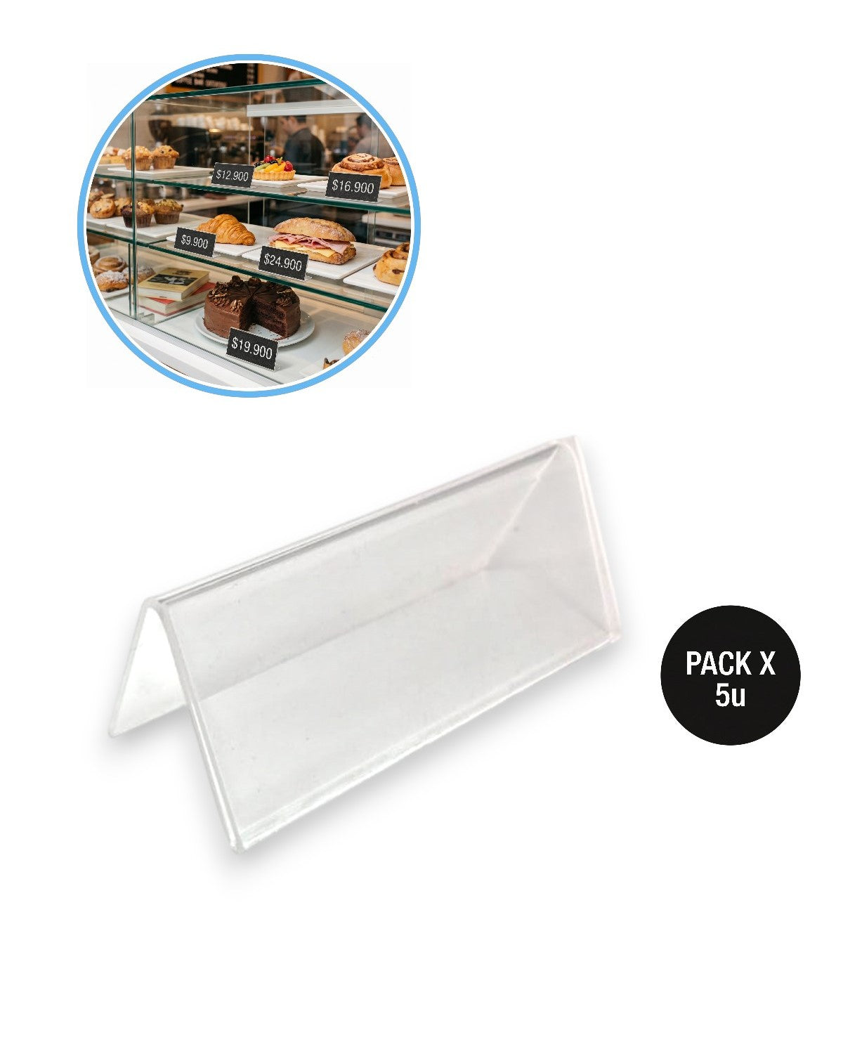Halbador para Vitrina en acrilico paquete x 5 unidades