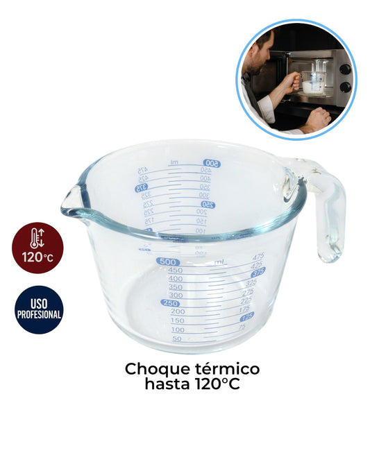 Jarra Medidora de Vidrio Borosilicato 0.5L – Resistente al Calor, Apto para Microondas, Horno y Lava vajillas