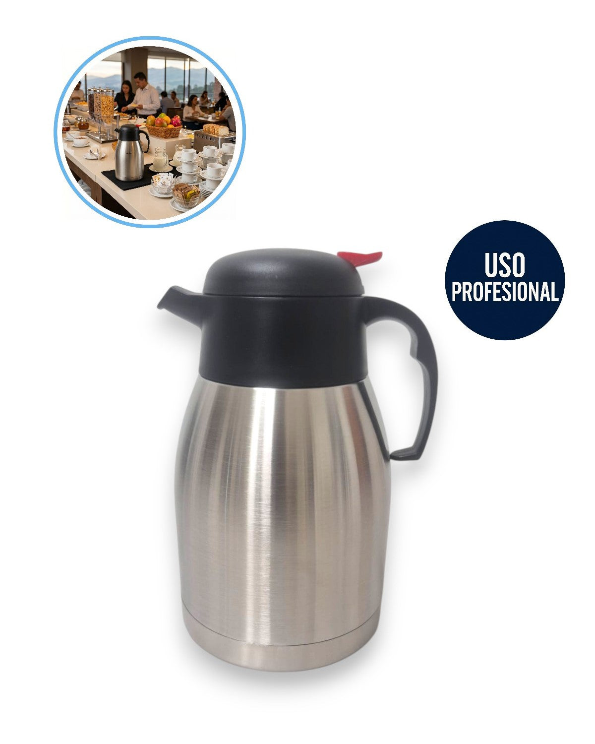 Jarra Termo Profesional de Acero Inoxidable con Aislamiento 1.5L y 2L | Buffet y Catering, Otros
