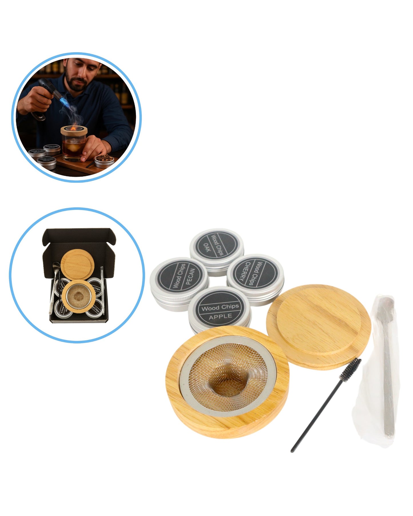 Kit para Ahumar Cócteles – 4 Tipos de Maderas: Manzano, Cerezo, Roble y Nuez| Bares y Mixología - La Coctelera