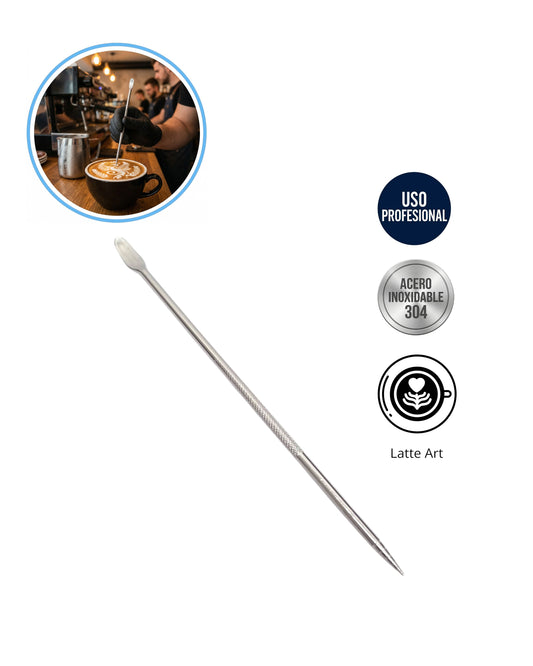 Lápiz de Arte Latte Profesional en Acero Inoxidable 304 - Punta y Cuchara (13.5cm) | Barismo y Cafetería - La Coctelera