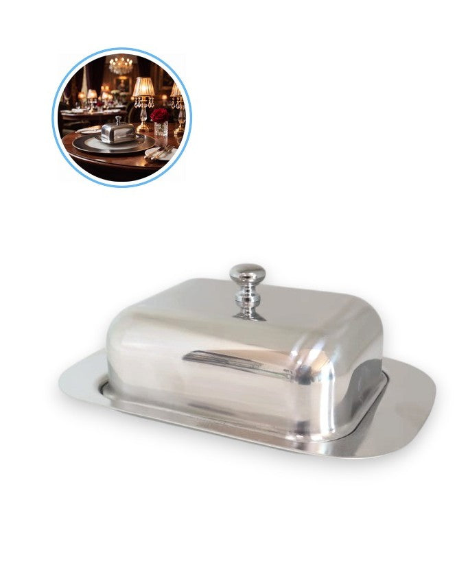Mantequillera de Acero Inoxidable con Tapa Domo (17x11.5 cm) | Hoteles, Restaurantes y Catering