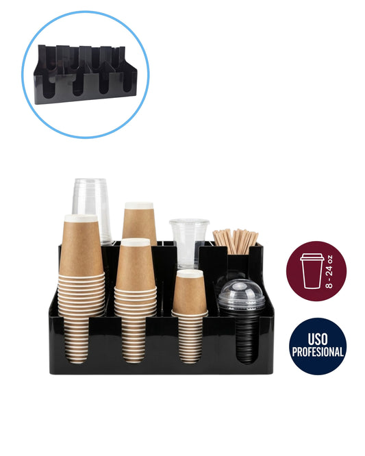 Organizador de Vasos Profesional 8-24oz - Capacidad 100-200 Vasos | Cafeterías y Restaurantes
