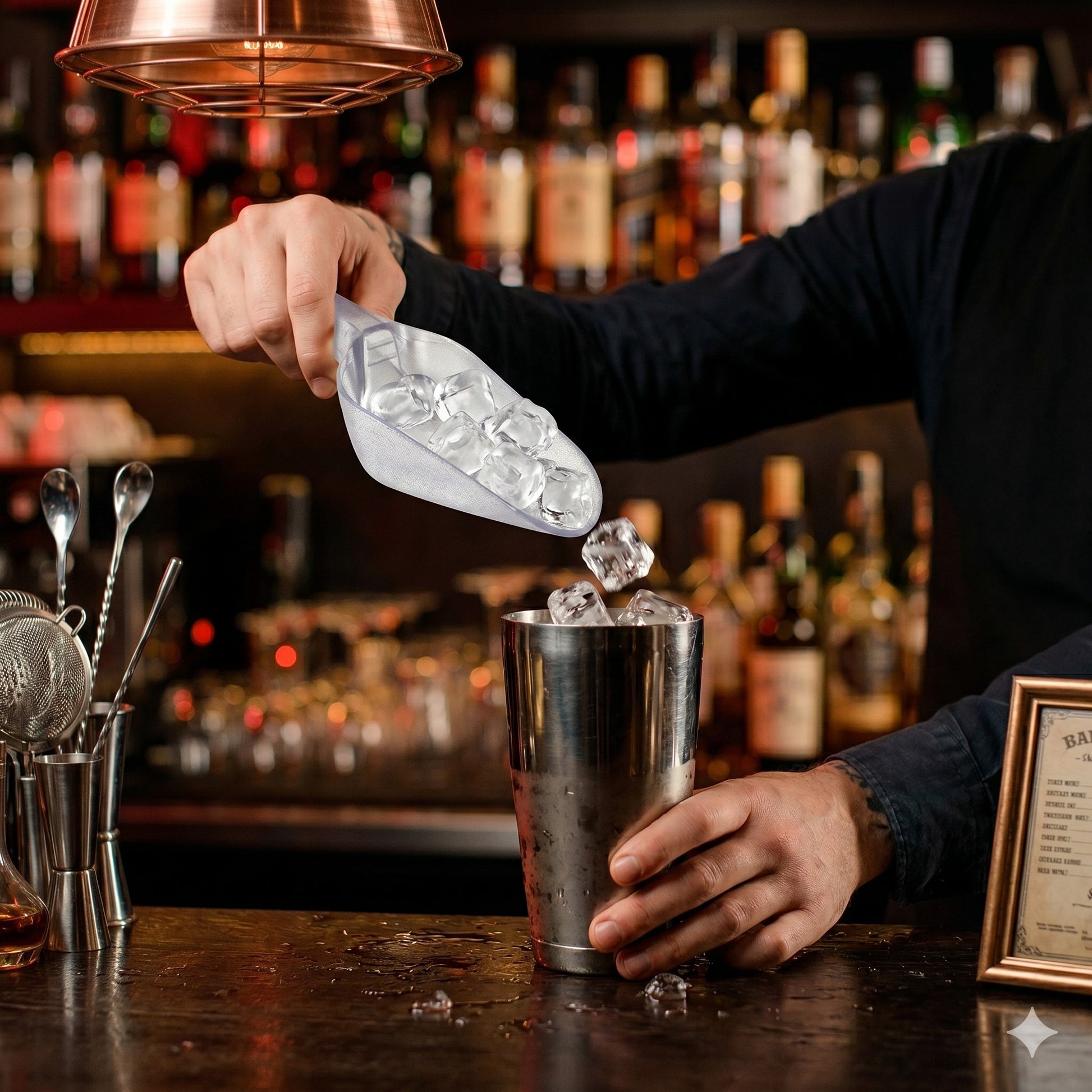 Pala Profesional para Hielo de Policarbonato 6oz Transparente para Bares y Restaurantes - La Coctelera