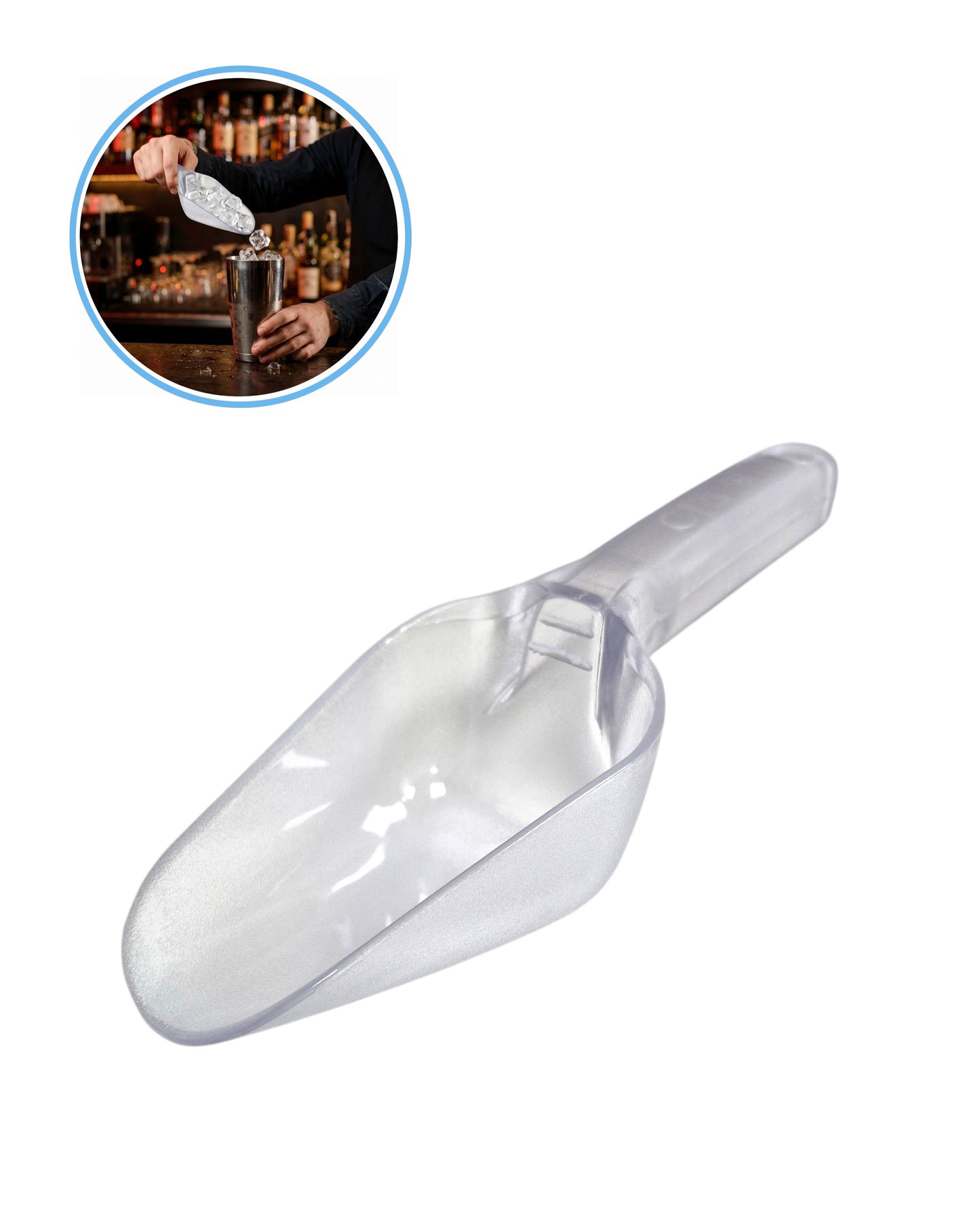 Pala Profesional para Hielo de Policarbonato 6oz Transparente para Bares y Restaurantes - La Coctelera