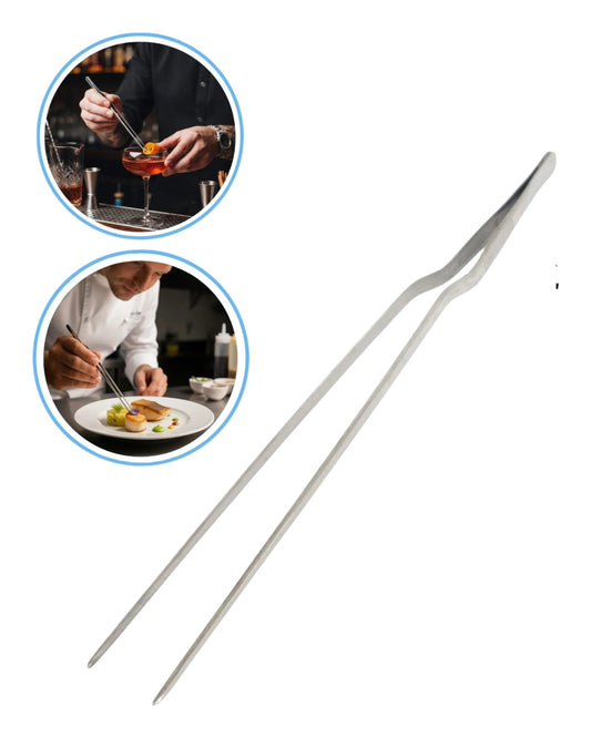 Pinza Gastronómica Profesional de Acero Inoxidable (2 tamaños) – Precisión para Chefs, Bartenders - La Coctelera